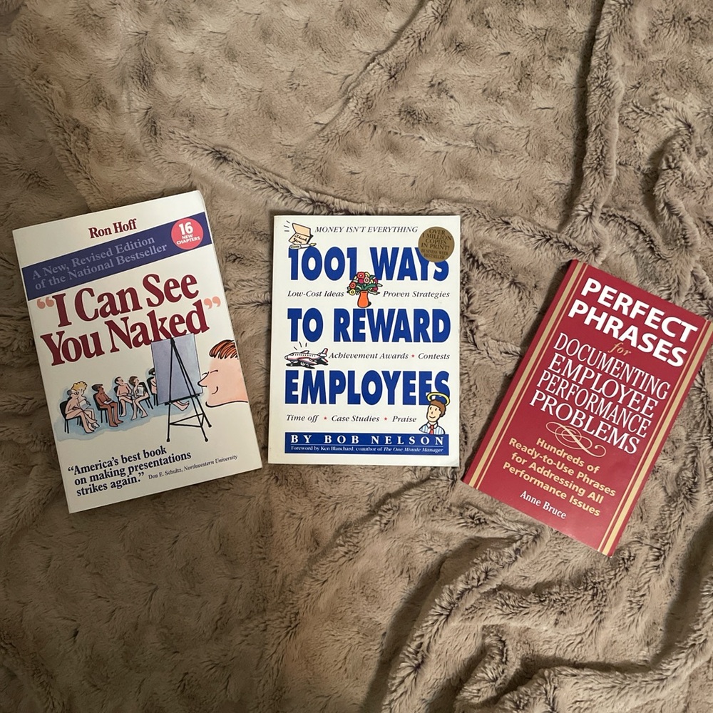 Set of 3 Soft Cover Business Books-Presentations, Employee Rewards, Performance